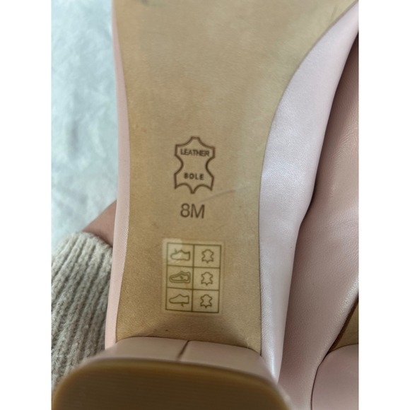 Tory Burch Caterina Blush Leather Block Heel Gold Ring Pump Sz 8 NWOT - Picture 11 of 12